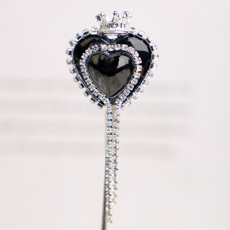 Wholesale 2PCS Soft Clay Love Crown Full of Diamonds and Tassel Beads